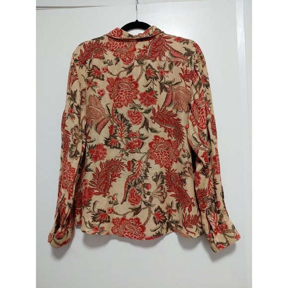 Lauren Ralph Lauren Silk Blend Floral Print Button Down Shirt Womens XL - Picture 5 of 6